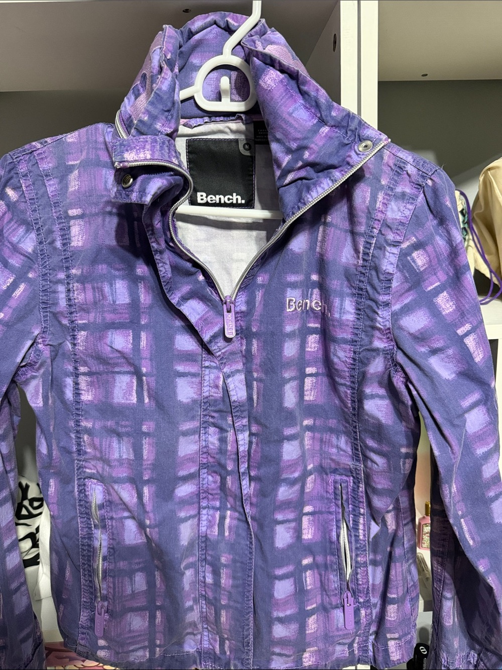 Bench Purple Plaid Bomber Jacket